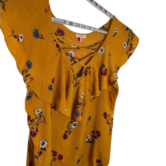 Open Back Floral Mustard Women's Top Sz 2X - Picture 3 of 6